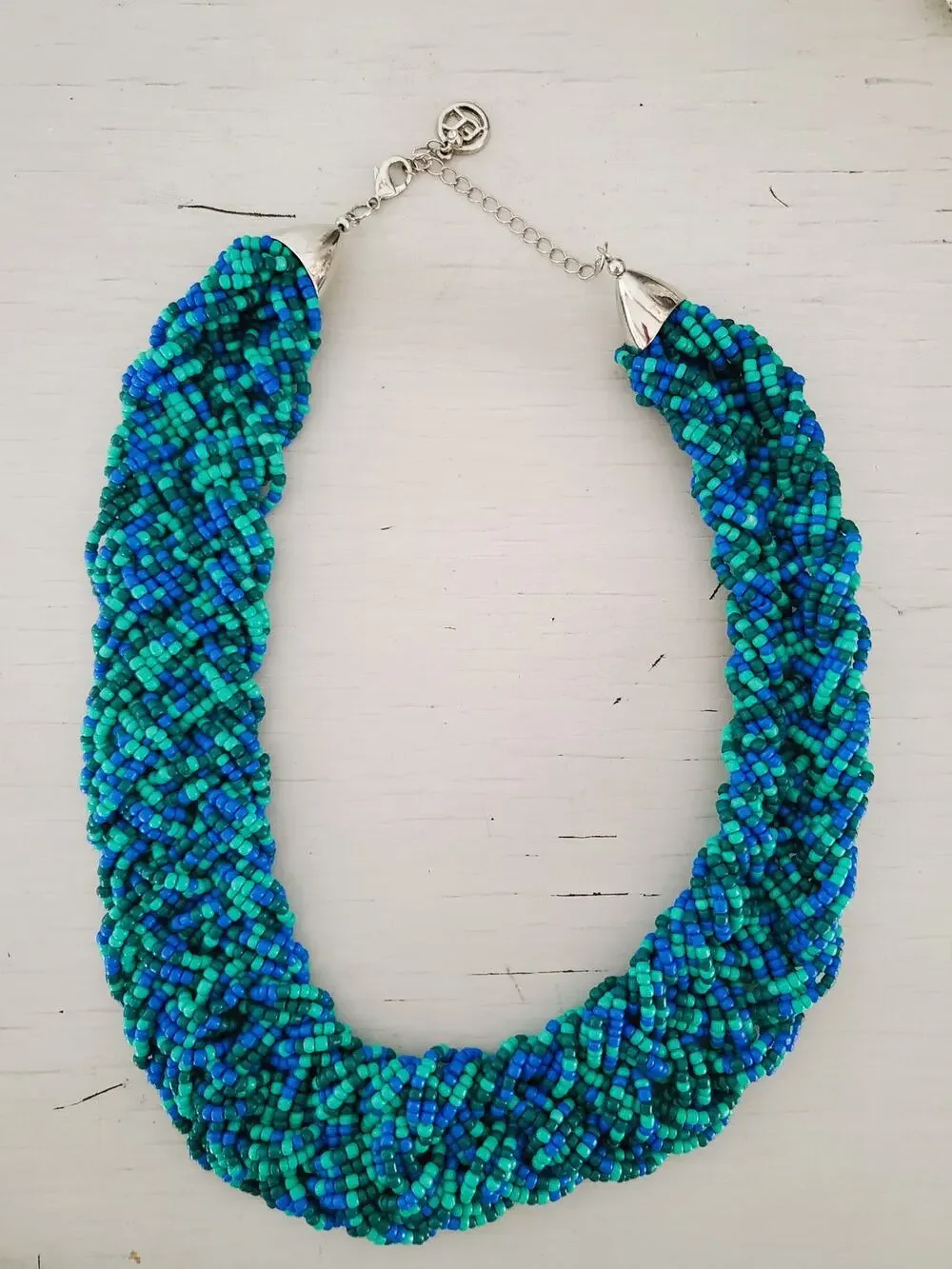 Vintage Teal Beaded Chunky Necklace